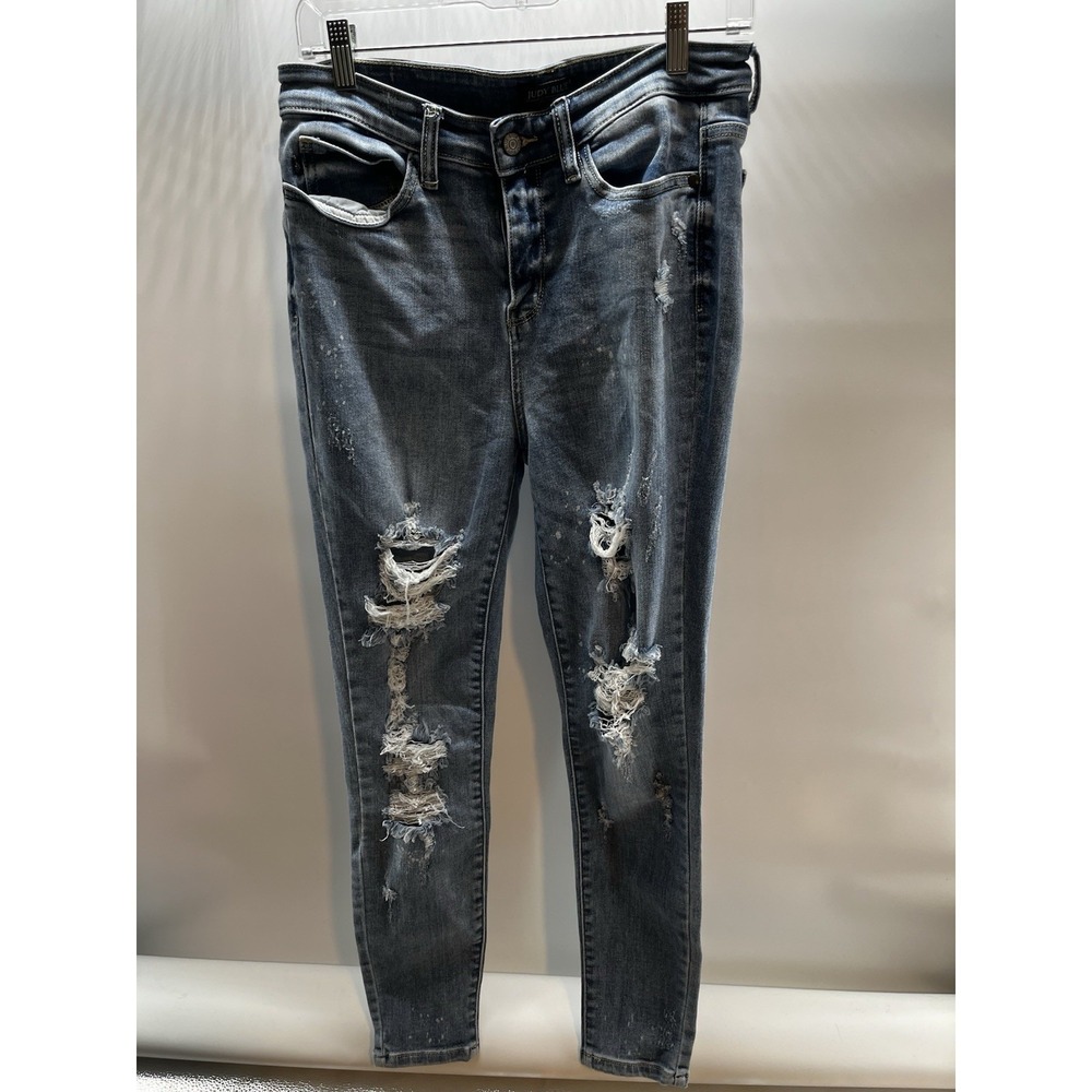Judy Blue Confetti Boyfriend Fit Distressed Splatter Size 9/29 Edgy Frayed Rip